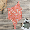 Cute Mushroom Pattern Print One Shoulder Bodysuit