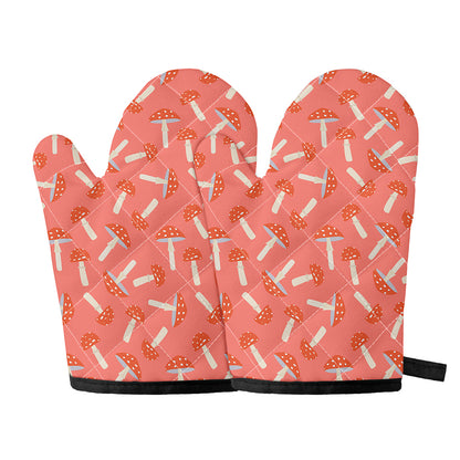 Cute Mushroom Pattern Print Oven Mitts