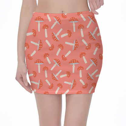 Cute Mushroom Pattern Print Pencil Mini Skirt