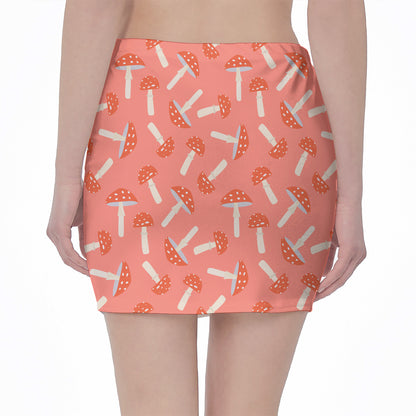 Cute Mushroom Pattern Print Pencil Mini Skirt