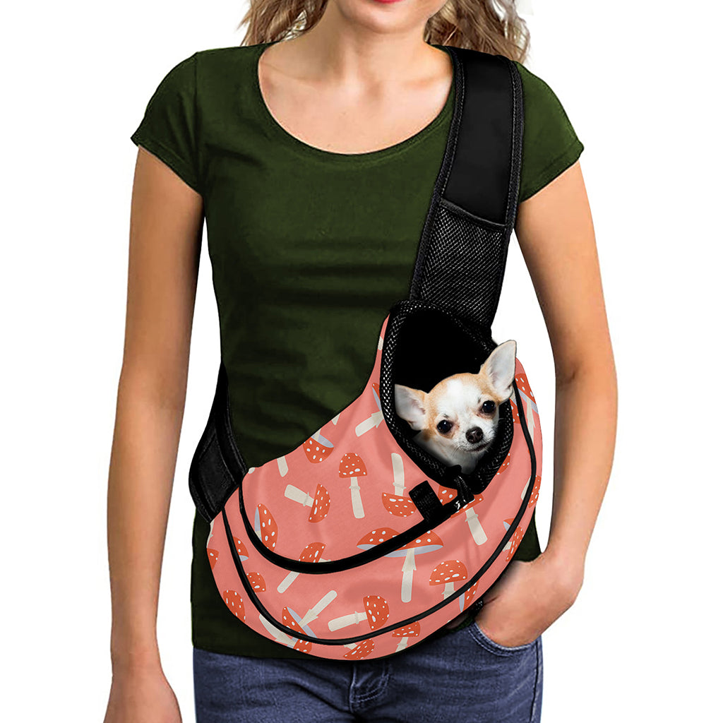Cute Mushroom Pattern Print Pet Sling Carrier