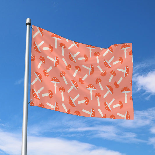 Cute Mushroom Pattern Print Polyester Flag