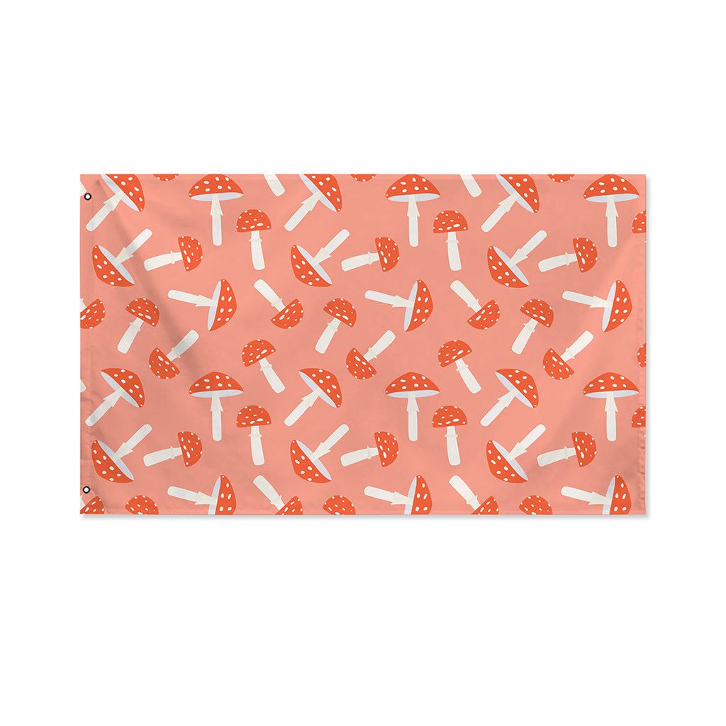 Cute Mushroom Pattern Print Polyester Flag