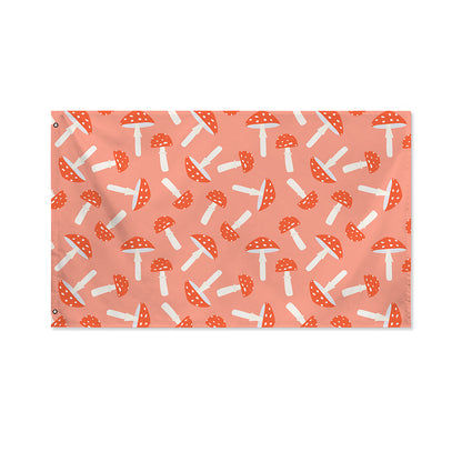Cute Mushroom Pattern Print Polyester Flag