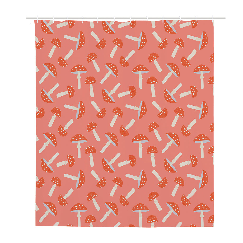 Cute Mushroom Pattern Print Polyester Shower Curtain