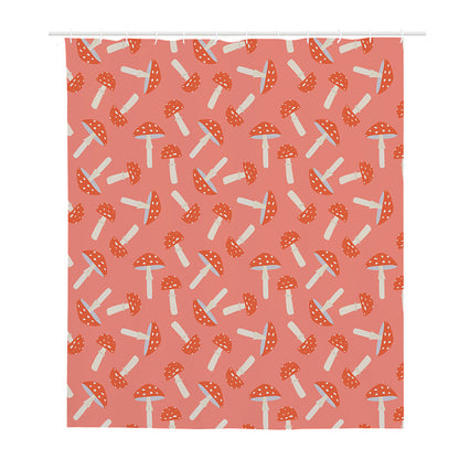 Cute Mushroom Pattern Print Polyester Shower Curtain