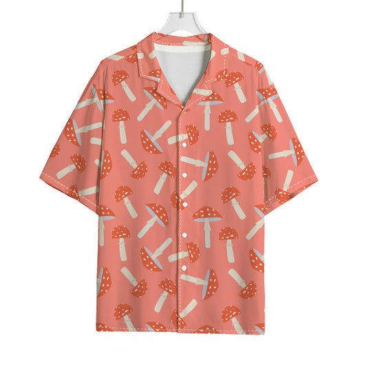 Cute Mushroom Pattern Print Rayon Hawaiian Shirt