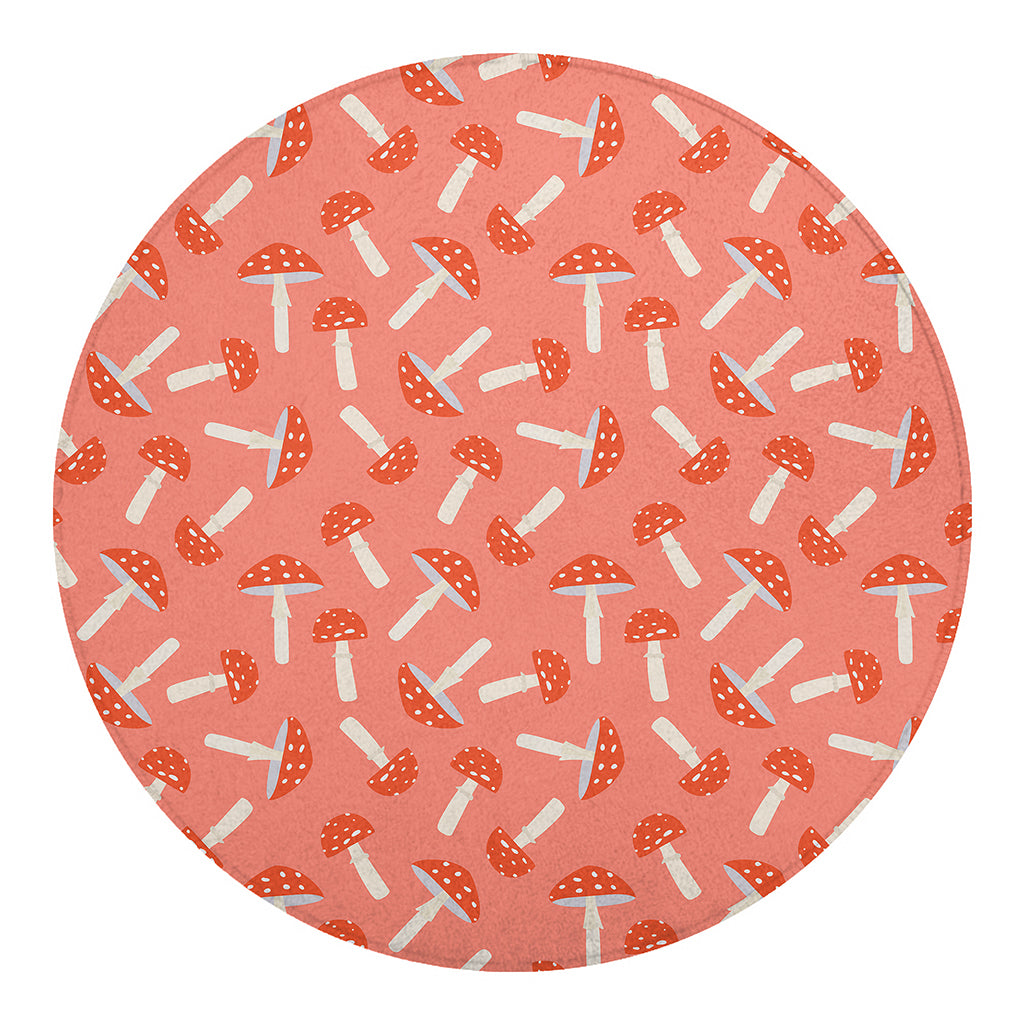 Cute Mushroom Pattern Print Round Blanket