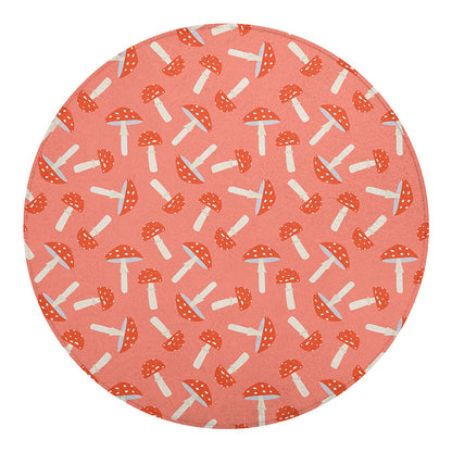 Cute Mushroom Pattern Print Round Blanket
