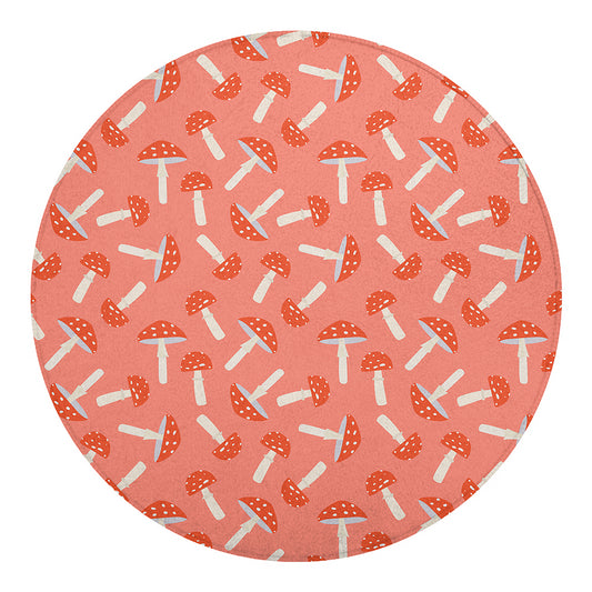 Cute Mushroom Pattern Print Round Blanket