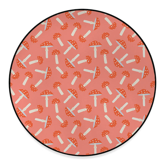 Cute Mushroom Pattern Print Round Floor Mat