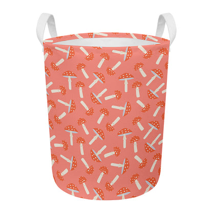 Cute Mushroom Pattern Print Round Laundry Basket