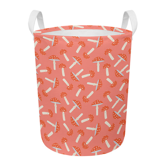 Cute Mushroom Pattern Print Round Laundry Basket