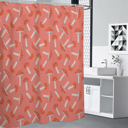 Cute Mushroom Pattern Print Shower Curtain