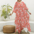 Cute Mushroom Pattern Print Silk V-Neck Kaftan Dress