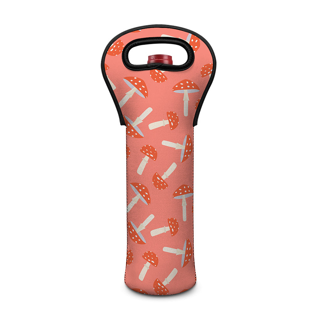Cute Mushroom Pattern Print Single Neoprene Wine Tote