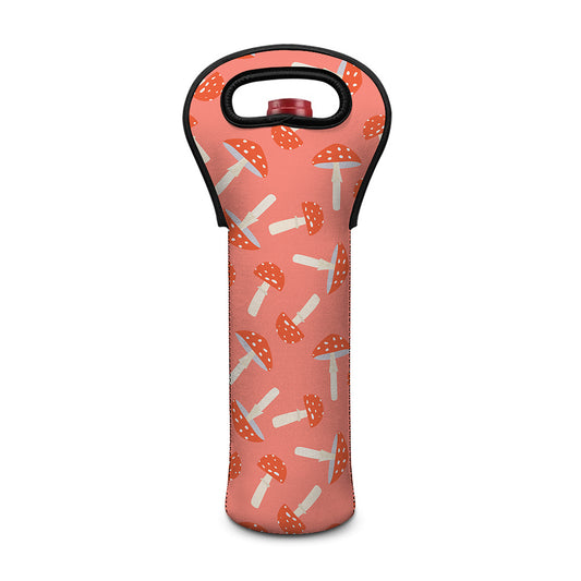 Cute Mushroom Pattern Print Single Neoprene Wine Tote