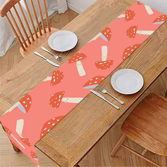 Cute Mushroom Pattern Print Table Runner