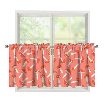 Cute Mushroom Pattern Print Tier Curtains
