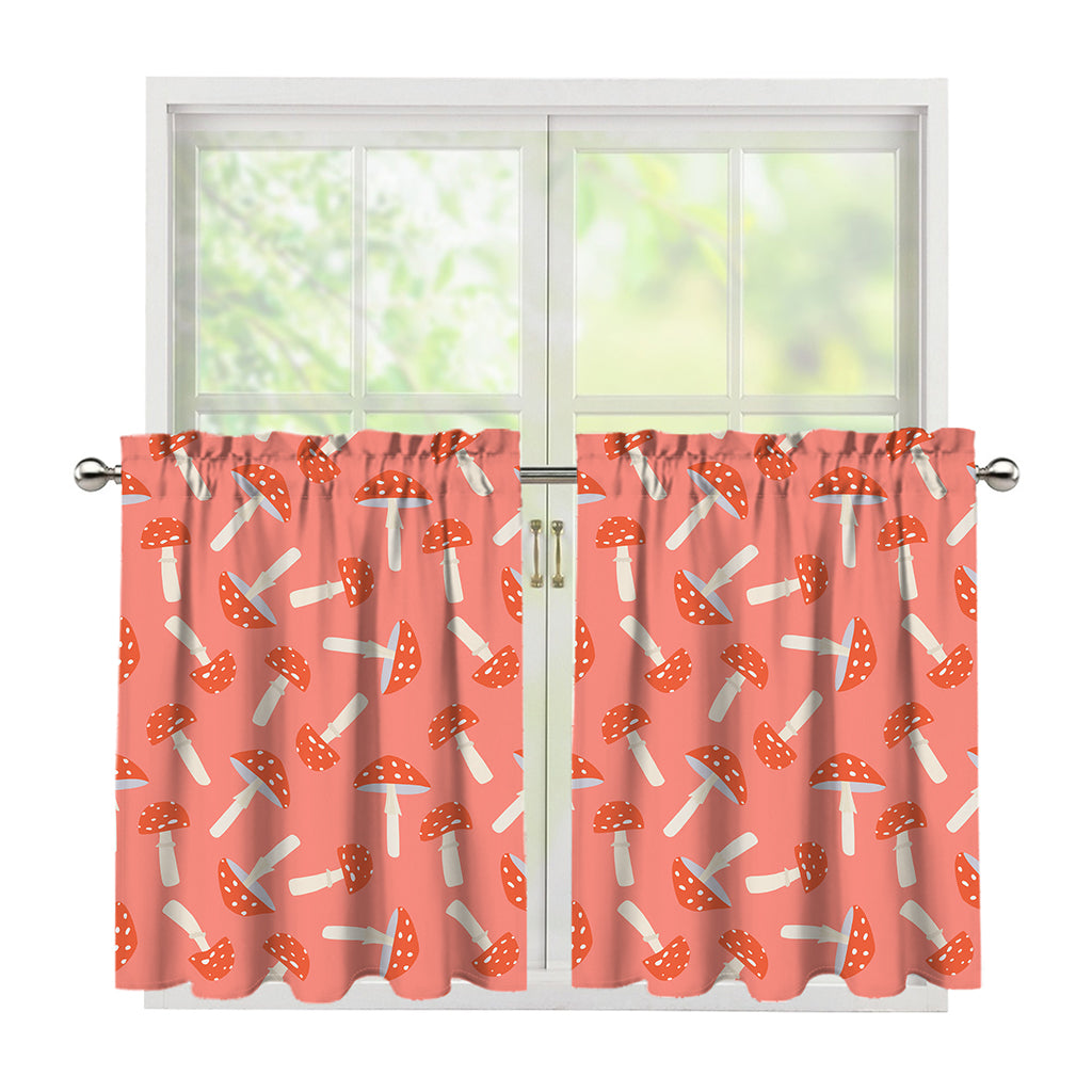 Cute Mushroom Pattern Print Tier Curtains