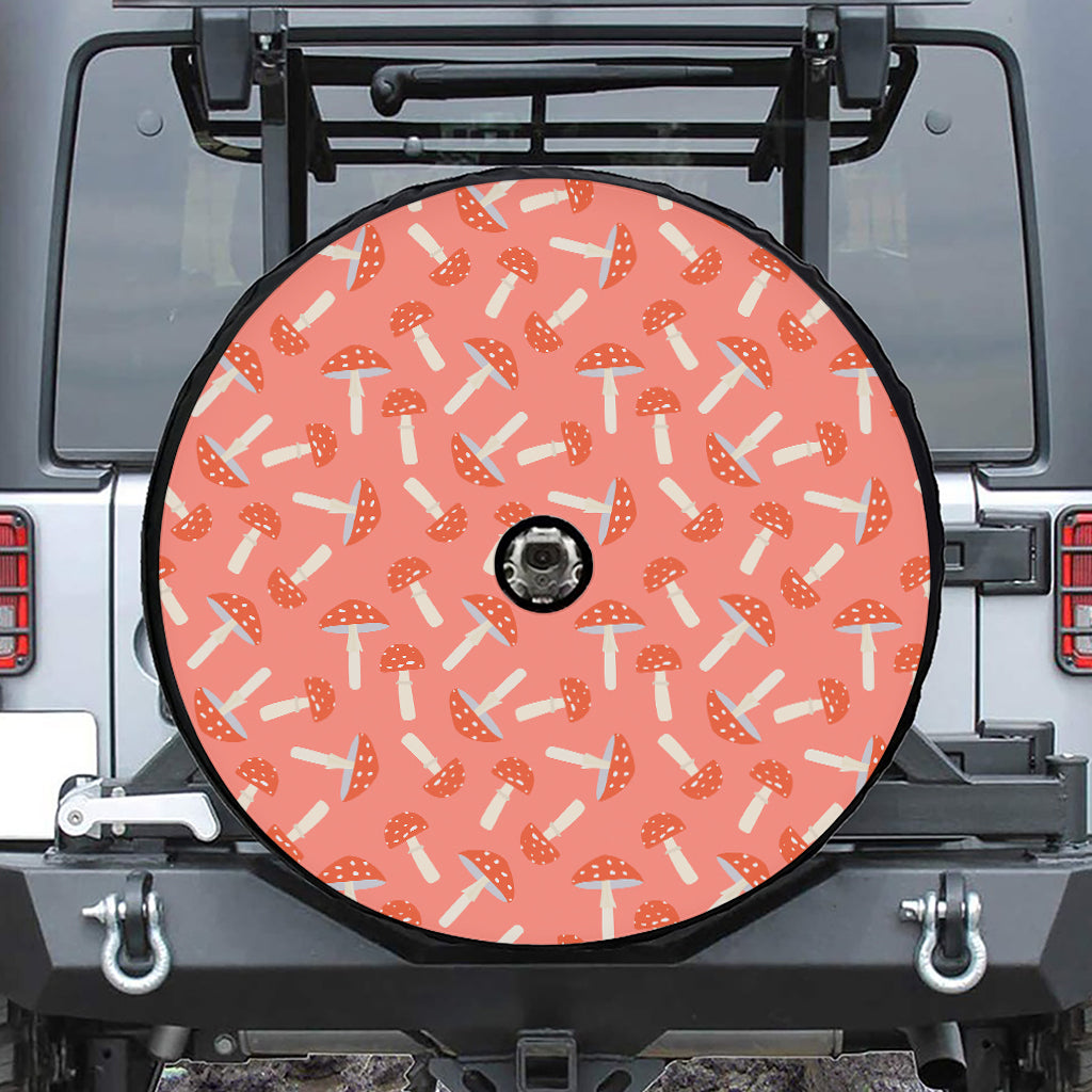 Cute Mushroom Pattern Print Tire Cover With Camera Hole