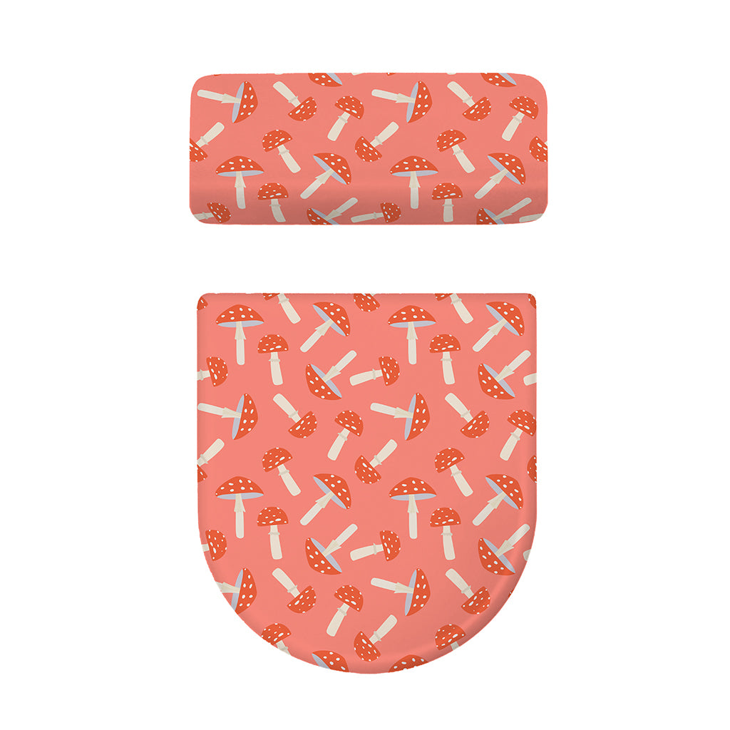 Cute Mushroom Pattern Print Toilet Lid And Tank Cover Set