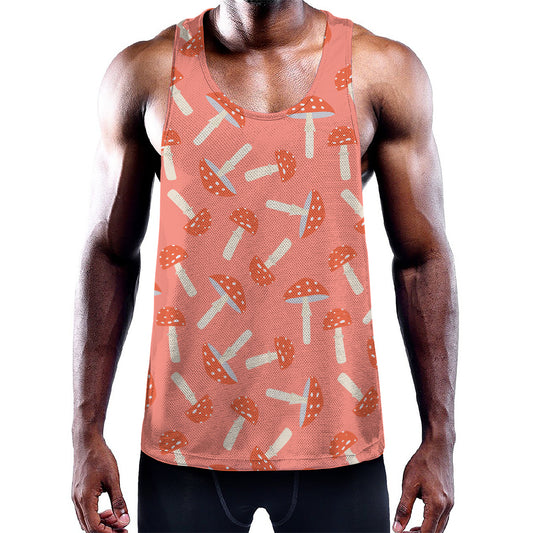 Cute Mushroom Pattern Print Training Tank Top