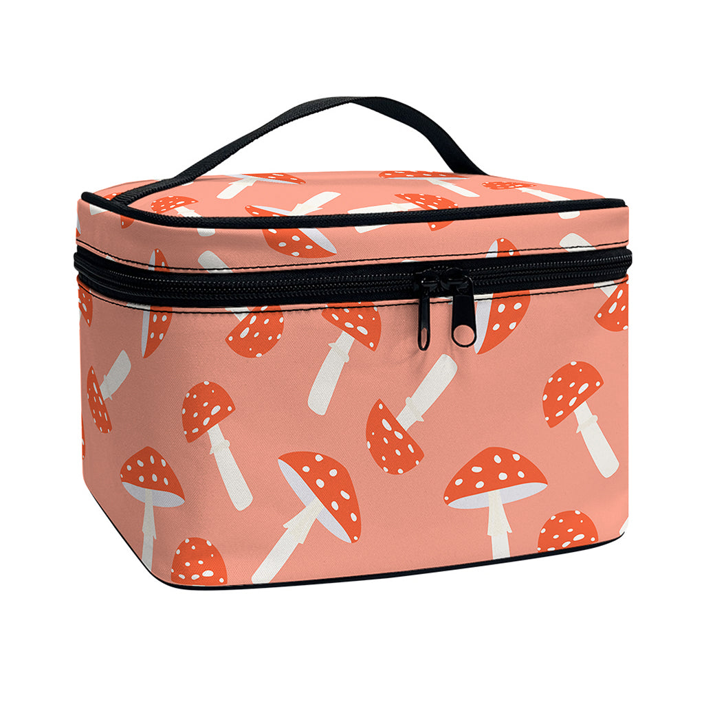 Cute Mushroom Pattern Print Travel Makeup Bag