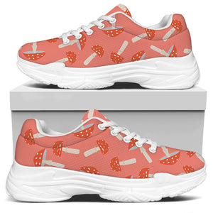 Cute Mushroom Pattern Print White Chunky Shoes