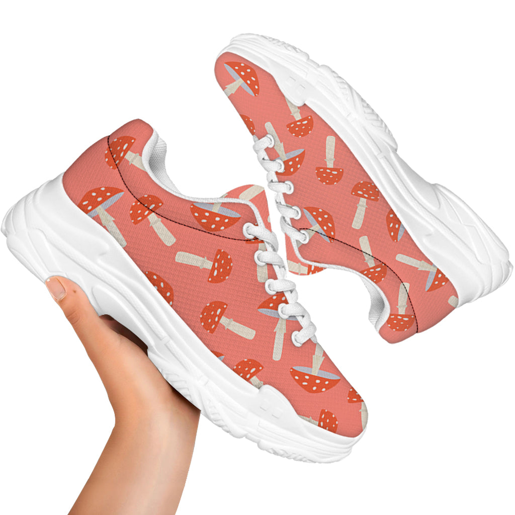 Cute Mushroom Pattern Print White Chunky Shoes