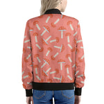 Cute Mushroom Pattern Print Women's Bomber Jacket