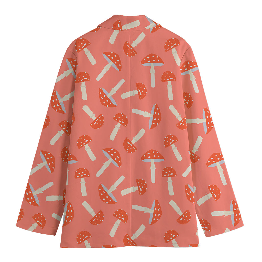 Cute Mushroom Pattern Print Women's Cotton Blazer