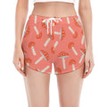 Cute Mushroom Pattern Print Women's Split Running Shorts