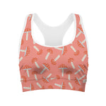 Cute Mushroom Pattern Print Women's Sports Bra