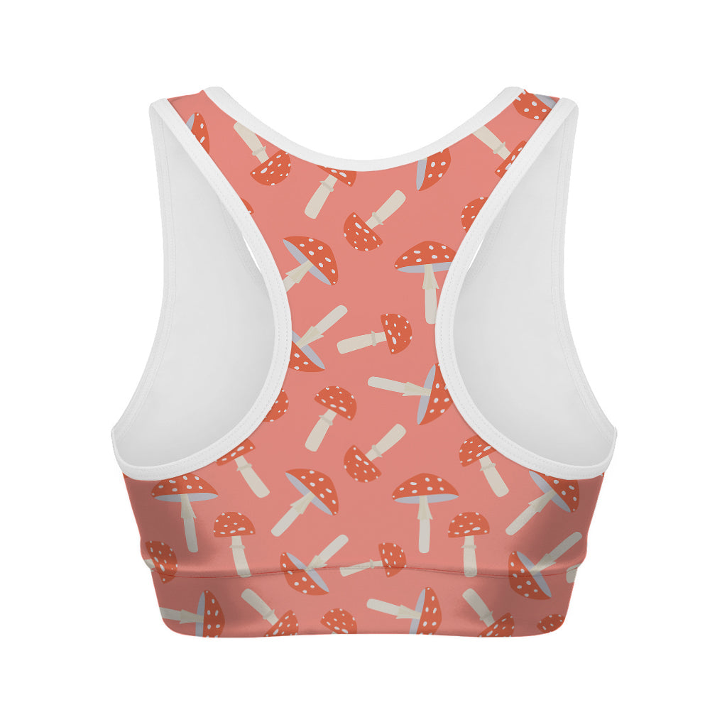 Cute Mushroom Pattern Print Women's Sports Bra
