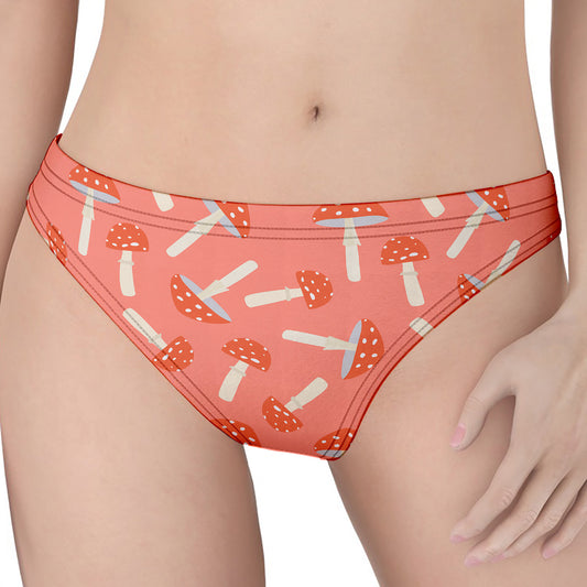 Cute Mushroom Pattern Print Women's Thong