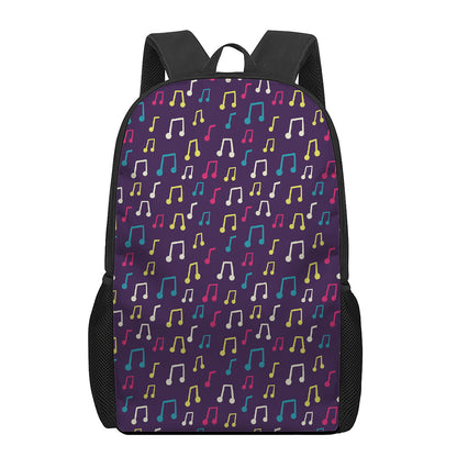 Cute Music Notes Pattern Print 17 Inch Backpack