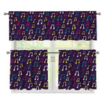 Cute Music Notes Pattern Print 3 Piece Kitchen Curtains