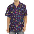 Cute Music Notes Pattern Print Aloha Shirt