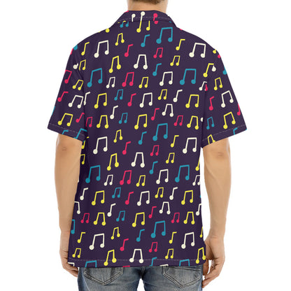 Cute Music Notes Pattern Print Aloha Shirt