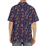 Cute Music Notes Pattern Print Aloha Shirt