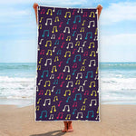 Cute Music Notes Pattern Print Beach Towel
