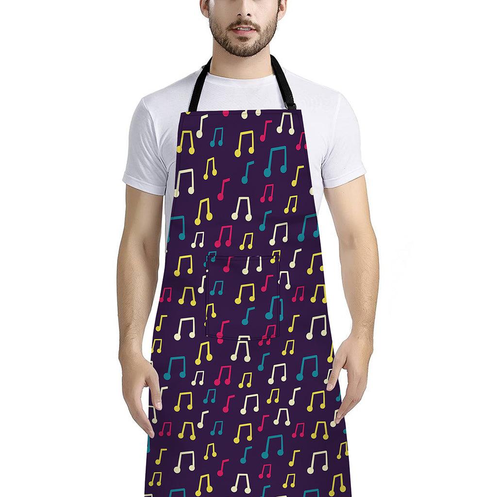 Cute Music Notes Pattern Print Bib Apron With Pocket