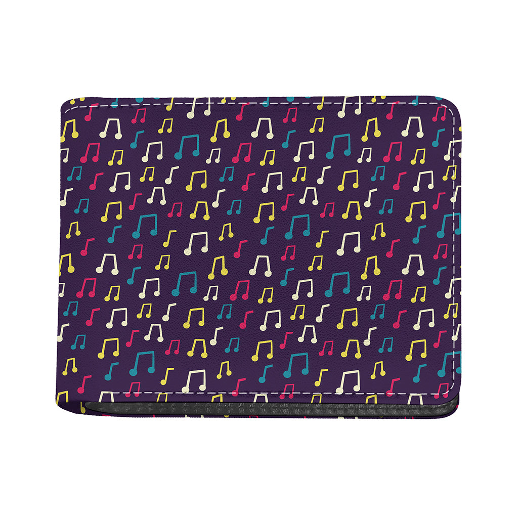 Cute Music Notes Pattern Print Bifold Wallet
