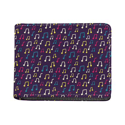 Cute Music Notes Pattern Print Bifold Wallet
