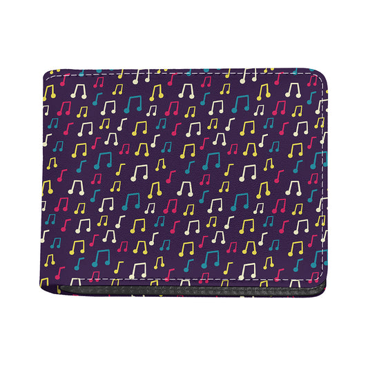Cute Music Notes Pattern Print Bifold Wallet