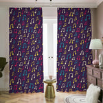Cute Music Notes Pattern Print Blackout Pencil Pleat Curtains
