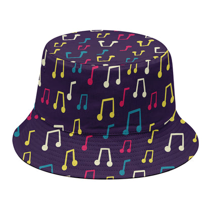 Cute Music Notes Pattern Print Bucket Hat
