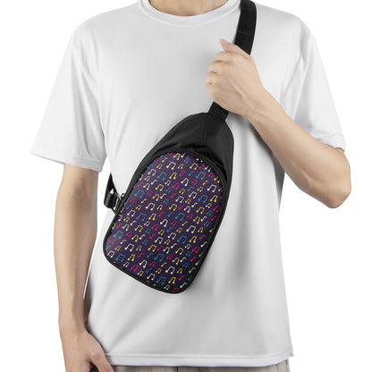 Cute Music Notes Pattern Print Chest Bag