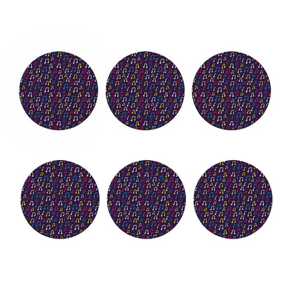 Cute Music Notes Pattern Print Coaster Set